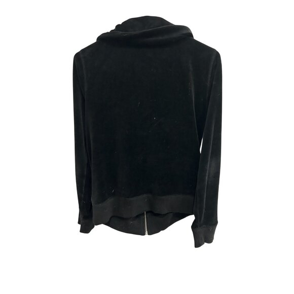 Michael Kors Zip Front Velour Jacket Black Sz Medium Long Sleeve Sportswear - Picture 3 of 11